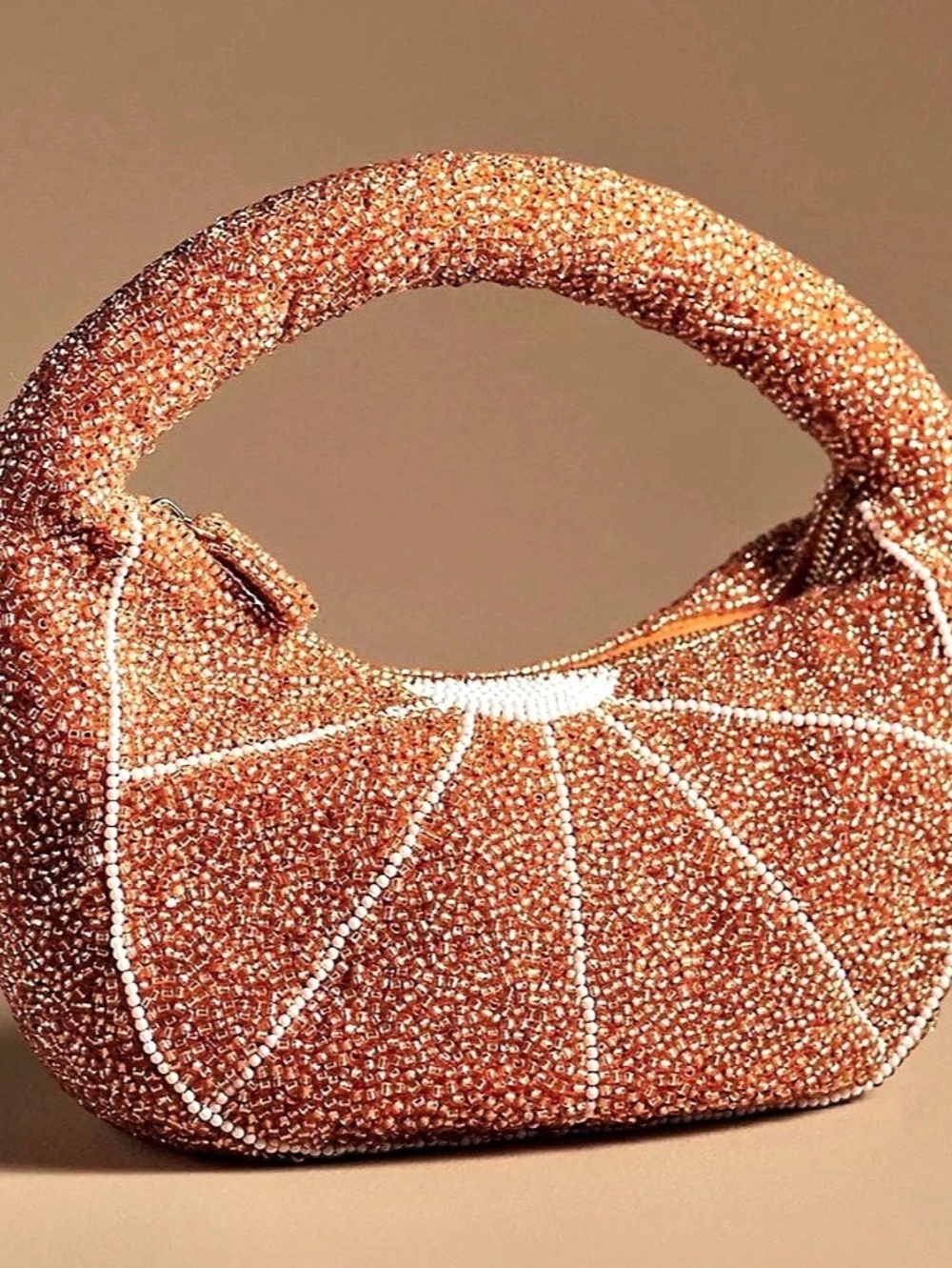 NWT Anthropologie The Tate Beaded Bag: Fruit Edition Orange & White